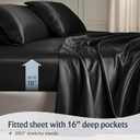 LuxClub 4 PC Sheet Set Bed Sheets Deep Pockets 18" Eco Friendly Wrinkle Free Cooling Machine Washable Hotel Bedding Silky Soft - Black Queen