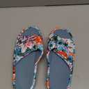 shevalues Summer House Slippers for Women with Arch Support Breathable Waffle Cotton Indoor Slippers Slip on Open Toe Home Shoes (7, Cyan Blue)