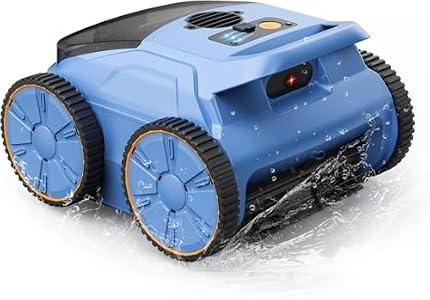 Cordless Robotic Pool Cleaner, 180 Mins Runtime Self-Parking Pool Vacuum for Above Ground Pools, Wall Climbing Automatic Pool Robot - NOT Suitable for Pools with Sharp Steps/ Raised Drains