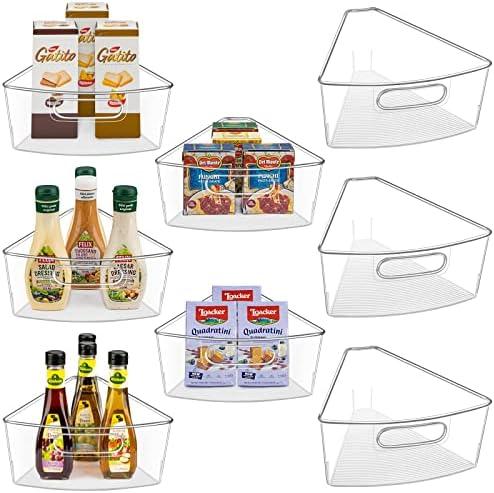 JEISSLIA Lazy Susan Cabinet Organizer Bins for 26"/ 28"/ 32" Diameter Corner Organizer, Plastic Cabinet Storage Bin, 1/8 Wedge - Food Safe, BPA Free, with Non-Slip Pads (for 32" Diameter, 8 Pack)
