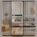 WAOWAO 71\" Extra Tall Cat Pet Gate 29.92-61.42\" Wide Pressure Mounted Walk Through Swing Auto Close Safety Black Metal Dog Pet Puppy Cat for Indoor Stairs,Doorways