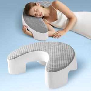 Side Sleeper Pillow for Adults with Arm Hole – Pillow for Side Sleepers to Improve Breathing, Relieve Neck, Shoulder and Knee Pain, Reduce Facial Compression (Grey,17"x21")