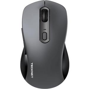 TECKNET Bluetooth Mouse, [ USB + BT1 + BT2 ] Wireless Mouse for Laptop, Silent Click, Ergonomic Design, 4800 DPI Computer Mice Wireless, Dual Mode for Laptop, Computer, iPad, MacBook