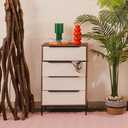 tinge Lira Premium 4 Drawer Fabric Dresser - Engineered Wood Frame Chest of Drawers for Bedroom - Strong & Sag-Proof Clothing Organizer with Sleek Metal Handles (Dark Brown), 11.8"D x 23.4"W x 36.5"H