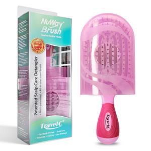 NuWay 4HAIR U.S. Patented Detangler Hair Brush for Men & Women - Baby Pink | Hair Comb for Scalp Care - Fast Dry Venting Scheme - TravelC Detangling Brush for All Hair Type