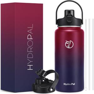 64oz Half Gallon Insulated Water Bottle with 2-in-1 Lid (Chug & Straw), Double Walled Vacuum Stainless Steel Water Bottles, Wide Mouth Leakproof Insulated Jug with Straw (Dark Rainbow)