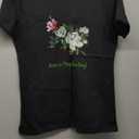 Fun Magnolia T-shirt Floral Women T Shirt (Small, Black)