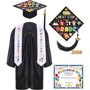 Kindergarten Graduation Cap and Gown - Preschool Graduation Cap and Gown with Stole Certificate for Kids 2026 27