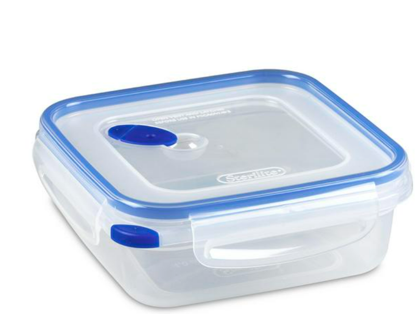 Sterilite 03314706 Ultra Seal 4.0 Cup Square Food Storage Container, Clear and Blue, 4 Pcs