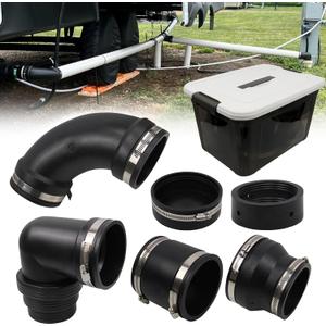 RULLINE RV and Camper Sewer Waste Plumbing Connection System Kit Compatible with 3" PVC Pipe RV Sewer Hose Fittings RV Sewer Adapter