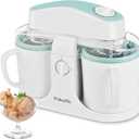 Pukomc Ice Cream Maker Machine for Home Use, with Two Ice Cream Bowls,Simple Operation and Easy to Clean,White Green