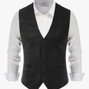 PJ PAUL JONES Men's Western Cowboy Suit Vest Slim Fit Faux Suede Leather Dress Vests Waistcoat for Wedding Black XL
