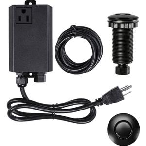 Garbage Disposal Air Switch Kit Single Outlet Sink Top Waste Disposal Long Stainless Steel Black On/Off Air Button Food and Waste Disposals Part by Etoolcity