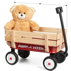 Radio Flyer Mini Steel and Wood Wagon for Kids, 19" Toy Wagon for Kids Aged 1.5+, with Teddy Bear, Play-Size Version of the Classic, Durable Wheels, Working Handle, for Toys, Crafts & Gift Displays