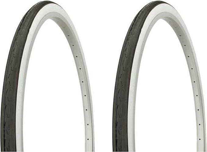 Lowrider Tire Set - Two Duro 26" x 1 3/8" Black/White Side Wall Tires for Cruiser Bike, Chopper Bike Wheel, Mountain Bike Lowrider Tire Set - Two Duro 26" x 1 3/8" Black/White Side Wall Tires for Cruiser Bike, Chopper Bike Wheel, Mountain Bike