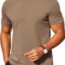 COOFANDY Mens Mock Turtleneck Shirts Casual Premium Cotton Short Sleeve Shirt 2025 Basic Half Neck T-Shirts (Large, Khaki)