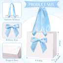 Kolldenn 50 Pcs Mini Gift Bags with Blue Bow Ribbon 4''x2.7''x4.5'' Small White Paper Thank You Goodie Gift Bags Bulk with Handle for Baby Shower Wedding Party Favor Birthday Return Guests