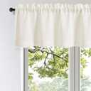 OWENIE Bob Valance Curtains 18 Inch Length 1 Piece, Faux Linen Slub Solid Ivory Kitchen Valance for Bedroom Living Room, Farmhouse Soft Airy Rod Pocket Small Window Curtain, Each 60Wx18L Inch