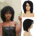 Short Dreadlock Wig for Women and Men, Synthetic Afro Twist Braided Wigs Faux Locs Hair Full Machine Made Glueless Curly Wigs, Black Color