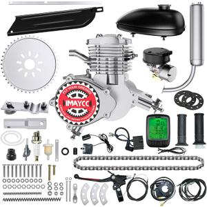 IMAYCC Bike Motor Kit 80cc Motorized Bike Kit 2 Stroke Gas Bicycle Engine Conversion Kit Fit for 26-28" Bikes (80CC Silver)