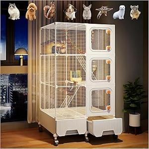 Large Multi-Level Small Animal Metal Cage Indoor Play Pen, Suitable for Ferrets, Squirrels, Guinea Pigs, Rabbits, Cats, Mice, Sugar Gliders Small Animal House and Enclosure (27.9" Lx 18.1" W x51.6 H)