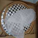 2 Pcs 11.8in & 13.8in Round Rattan Mother of Pearl Inlay Serving Tray