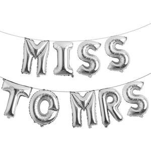 16 inch multicolor MISS TO MRS Balloons Banner Foil Letters Mylar Balloons for Bachelorette Party, Wedding, Bridal Shower CANNOT FLOAT (Silver)