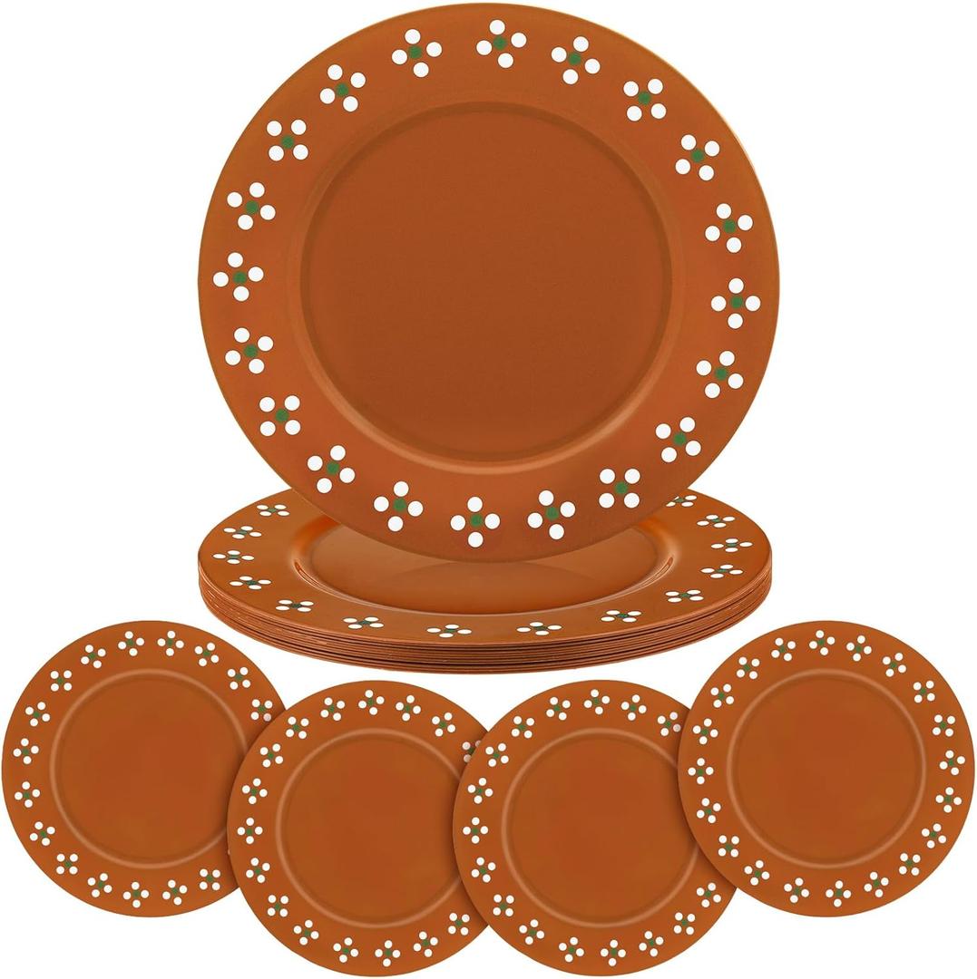 Havawish Mexican Plates 13 Inch De Barro Mexican Floral Charger Plate Traditional Design Plates Mexico Plate for Mexican Wedding Baby Shower Party Supplies(12 Pcs)