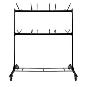 AdirOffice Two Tier Folding Chair Cart- Hanging Foldable Seats Wheeled Carrier - Steel Body Truck with Locking Swivel Caster Wheels - Up to 400 Lbs Weight Capacity and Holds 48 Folding Chairs