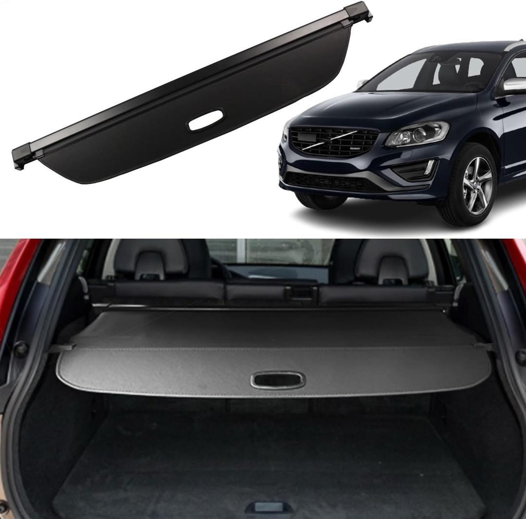 Cargo Cover for Volvo XC60 2010 2011 2012 2013 2014 2015 2016 2017 Rear Trunk Cover Fit Trunk Security Cover Shielding Shade Car Accessory Black