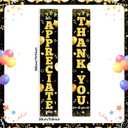 CHUNNIN 3Pcs Black Gold We Appreciate You Porch Sign Banner Thank You Party Decorations for Employee Appreciation Hanging Backdrop Work Anniversary Photo Booth Prop for Party Supplies Staff Teacher