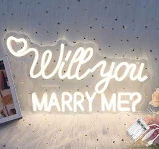 Battery Powered Will You Marry Me Sign - 10 Brightness Adjustments Usb Powered, Marry Me Light Up Letters, Will You Marry Me Neon Sign, Proposal Decorations, Engagement Party Decor 17.3"X8.9"