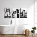 Bathroom Fashion Leopard Print Black and White Canvas Wall Art Trendy Women Posters Paintings Luxury Feminist Pictures Wall Decor for Bedroom Living Room Hallway Home Decoration 16x24 In Framed