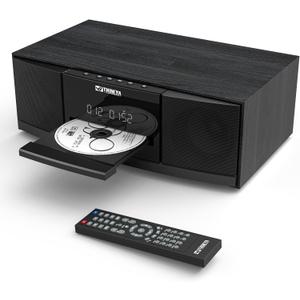 Vintage Bluetooth Stereo System for Home, THINKYA 36W RMS Micro HiFi Systems CD Player Dual 3 Bass with Bluetooth Audio Streaming, FM Radio, USB Port, Aux-in, Remote Control(NO Clock & Alarm)