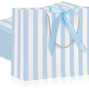 12 Pcs Bride Blue White Striped Gift Bags with Handles, 12.6 x 9.8 x 4.3Inch Bridesmaid Gift Bags for Wedding Bridesmaid Bridal Baby Shower Birthday Coastal Beach Bachelorette Theme Party Favor