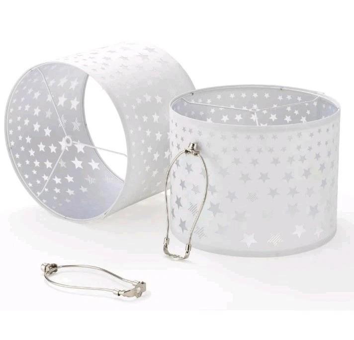 White Lamp Shades Set of 2, 13 x 13 x 10 inch (Medium Size), Drum Spider Lampshades with 8 inch Harp, Modern Fabric Lamp Shade for Table Lamp and Floor Lamp, Linen Cloth Lamp Cover, Assembly Required