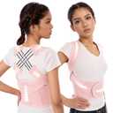 Posture Corrector for Women and Men Back Brace Upgraded Upper Comfy Correction Pain Relief Scoliosis Lumbar Spine Shoulder Straightener Hunchback Lightweight Adjustable Support Hump Pink Medium