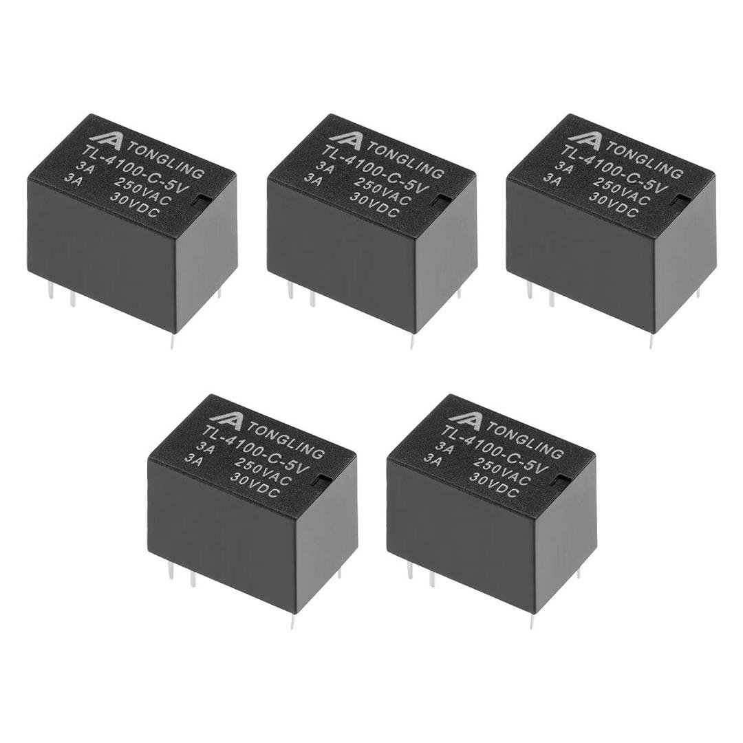 uxcell 5 Pcs TL-4100-C-5V DC 5V Coil SPDT 6 Pin PCB Electromagnetic Power Relay NO+NC