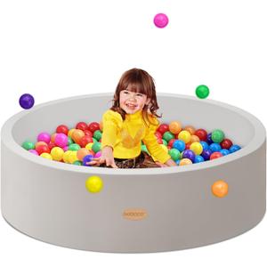 HARBOLLE Baby Ball Pit 47.2" Soft Round Memory Foam Ball Pits NOT Included Balls Indoor Outdoor Playpen for Babies Toddlers Kids Great Gift for Girls Boys, Gray