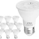FTL PAR20 LED Bulbs 5000K Daylight White, 7W 600LM 50W 60W Equivalent, Dimmable Spot Light Bulb, E26 Base, Indoor Outdoor Flood Light, 10-Pack