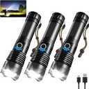 UUYEE 2Pack Rechargeable Flashlights High Lumens, Super Bright Flashlight, 5Modes LED Flashlight Rechargeable, Adjustable Tactical Flashlights High Powered, Flash Lights for Emergency Camping Home