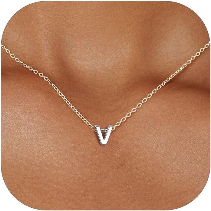 ChicSilver 925 Sterling Silver Initial Necklace for Women Dainty Letter Jewelry Personalized Gift