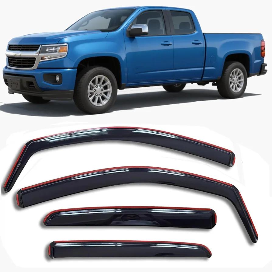 in-Channel Window Visors Rain Guards Compatible with Chevrolet (Chevy) Colorado/GMC Canyon 2015-2022 Crew Cab Wind Deflectors Vent Visor Sun Shades Window Shields