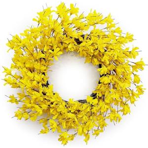 Huashen Summer Wreaths for Front Door, 24 Inch Yellow Forsythia Spring Door Wreath, Farmhouse Summer Door Wreaths on Grapevine for Christmas Celebration Wall Window Decoration Hanging Huashen Summer Wreaths for Front Door, 24 Inch Yellow Forsythia Spring Door Wreath, Farmhouse Summer Door Wreaths on Grapevine for Christmas Celebration Wall Window Decoration Hanging