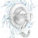 Suction Cup Hooks for Shower - 4 Pack Waterproof Shower Suction Hook Reusable and Removable Strong Attachment on Window, Glass Door, Kitchen