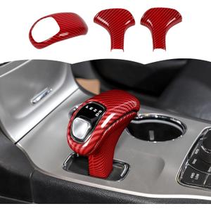 RT-TCZ Gear Shift Knob Cover Trim Decorative Interior Accessories Compatible with Jeep Grand Cherokee 2014-2015,Red Carbon Fiber