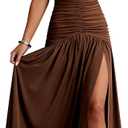 Womens Sexy Deep V Neck High Slit Maxi Dress Halter Tie Backless Formal Evening Party Date Night Infinity Dresses 2026 (Small, Deep Coffee-1)