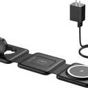 Magnetic Wireless Charger for iPhone: Fodable 3 in 1 Charging Station for Multiple Apple Devices - Travel Charging Pad Dock for Apple Watch iPhone 16 15 14 13 12 Pro Max Plus & Airpod