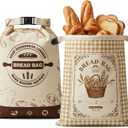 2 Pack Reusable Beeswax Bread Bags, 16x12 Inch Cotton Storage Bags with Removable Liner for Sourdough & Homemade Bread, Fresh-Keeping for Fridge and Daily Use