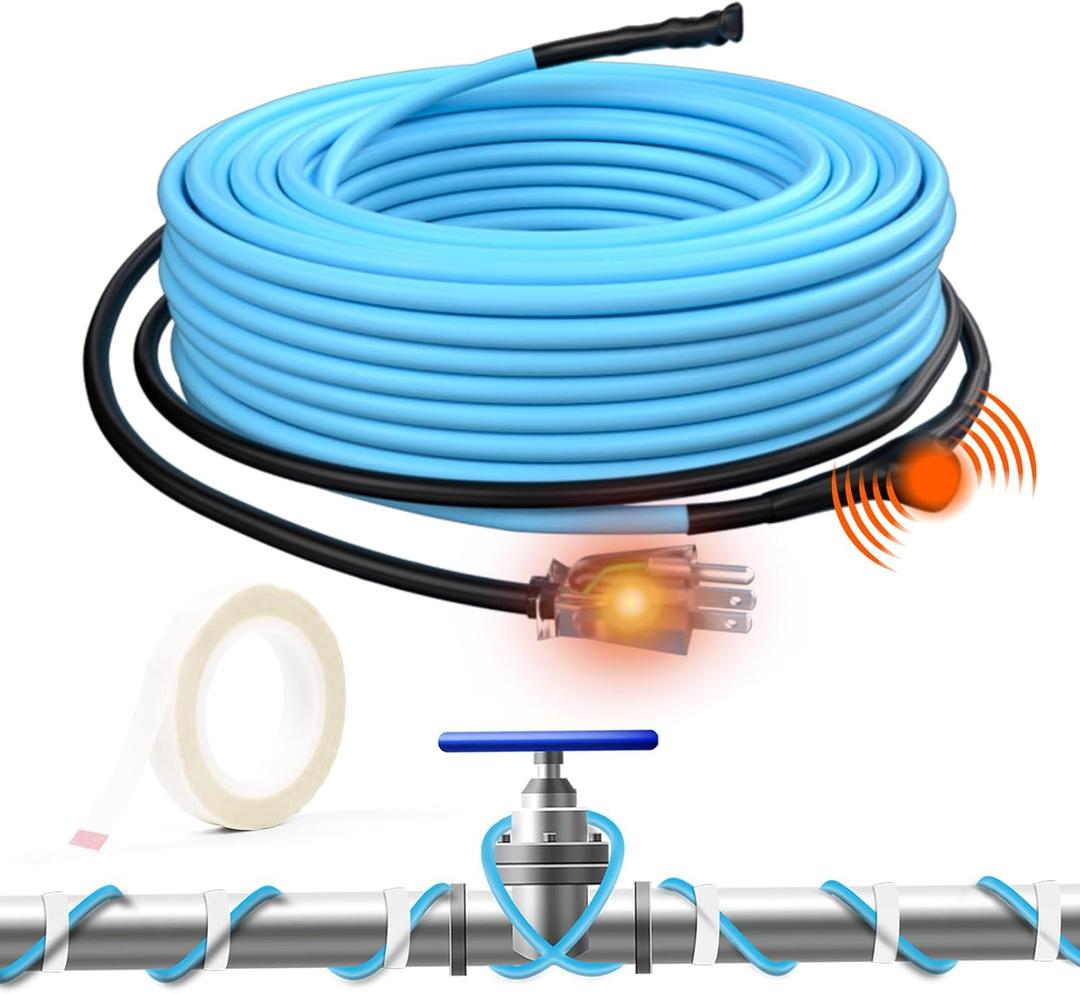 HEATIT 5JHSF 80Ft Pre-assembled Heat Tape for Water Pipes, Self Regulating Pipe Heating Cable for Metal And Plastic Home Pipes, Energy-Saving Heat Trace Cable, ETL Listed, 120V 5W/FT